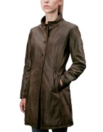 Forzieri Women` Brown Italian Leather Coat
