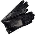 Women` Cashmere Lined Black Italian Leather Gloves