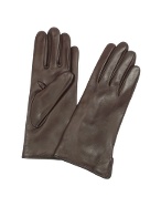 Women` Dark Brown Cashmere Lined Italian Leather Gloves