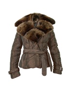 Forzieri Women` Dark Brown Detachable Fox-fur Collar Puffer Jacket