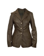 Forzieri Women` Dark Brown Leather Three-Button Jacket