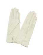 Women` Ivory Unlined Italian Leather Gloves