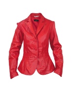 Forzieri Women` Red Fitted Leather Jacket