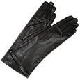 Women` Silk Lined Black Italian Leather Long Gloves