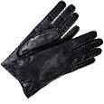 Forzieri Women` Stitched Cashmere Lined Black Italian Leather Gloves