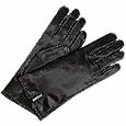 Women` Stitched Silk Lined Black Italian Leather Gloves