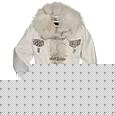 Women` White Nappa Leather and Fox Fur-Collar Jacket
