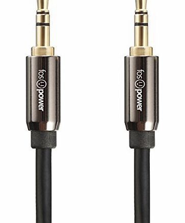 FosPower 3.5mm Stereo Jack to Jack Audio Cable - 24K Gold Plated - High Quality - Male to Male Stereo Aux Cab
