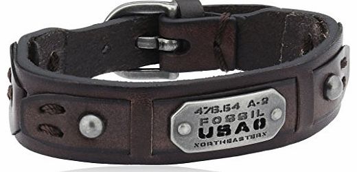 Fossil  Gent Leather JF86562040 Mens 23.0 centimetres Brass Bracelet