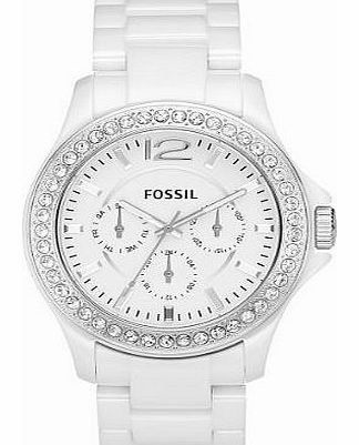 Fossil Ladies White Ceramic Chronograph Watch - CE1010
