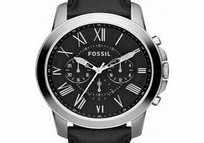 Fossil Mens Grant Chronograph Black Leather