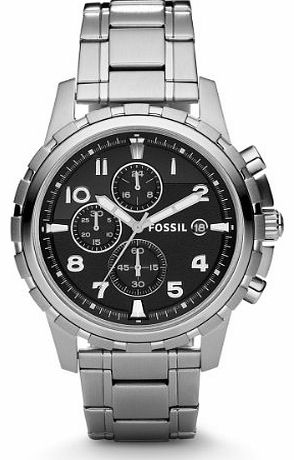 Fossil Mens Watch FS4542 with Black Dial and Stainless Steel Bracelet