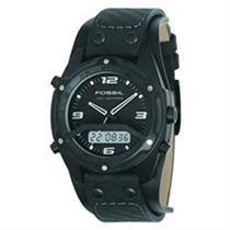 Mens Watch With Black Leather Strap BQ9297