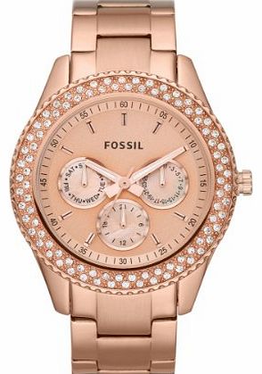Fossil Stella Stone Set Rose Gold Plated Stainless Steel Bracelet Ladies Watch ES3003