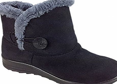 Foster Footwear Ladies Cushion Walk Carly Faux Suede Warm Faux Fur Lined Casual Comfort Ankle Boot Shoe Size 3-8