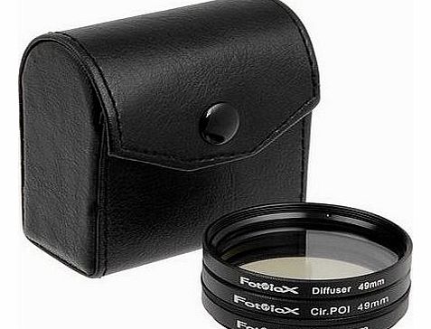 Fotodiox Filter Kit, UV, Circular Polarizer, Soft Diffuser, 49mm For Canon, Nikon, Sony, Olympus, Pentax, Panasonic Camera Lenses.