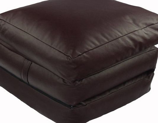 FOUTON Faux Leather Brown 3 Tier Futon Chair Stool Bed Lounger Bean Bag with Filling