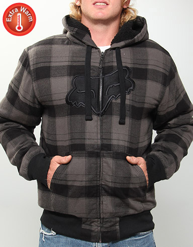 Fox Big Dave Fur lined zip hoody - Charcoal