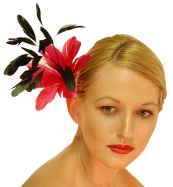 Fox Jewellery ROSIE FOX RED FEATHER FLOWER HAIR COMB