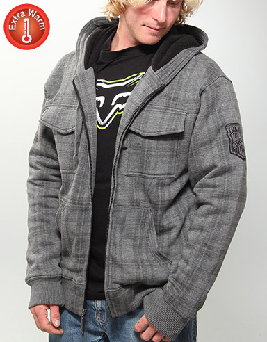 Fox Sawyer Fur lined zip hoody - Heather Graphite