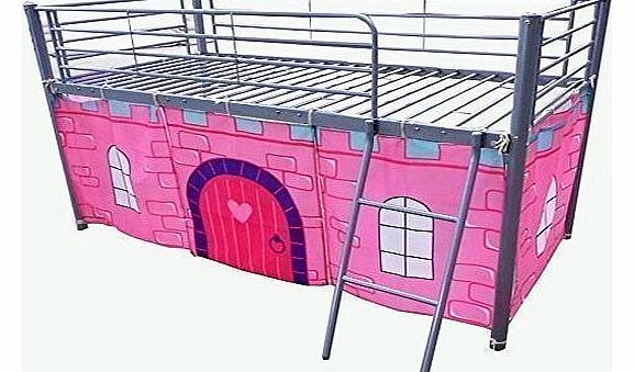 Childrens Metal Mid Sleeper Cabin Bunk Bed Kids Tent Single 3FT Girl No Mattress New