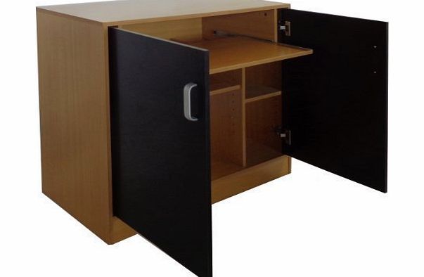 FoxHunter New PC Computer Desk Desktop Table Home Office Hideaway Workstation Cabinet Furniture Black C01