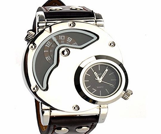 Foxnovo Oulm Sports Stainless Steel Mens Quartz Analog Wrist Watch (Brown)