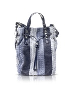 Francesco Biasia Claire - Blue Woven Fabric Large Bucket Bag