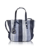 Claire - Blue Woven Fabric Tote Bag