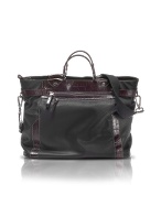 Daytona - Fabric and Croco Stamped Leather Carryall Bag