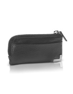 Groove - Black Lizard Stamped Leather Coin Holder