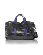 Francesco Biasia Groove - Black Lizard Stamped Leather Duffle Bag
