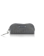 Francesco Biasia Madeleine - Croco Stamped Suede Zip Cosmetic Case