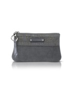 Francesco Biasia Madeleine - Croco Stamped Suede Zip Pouch