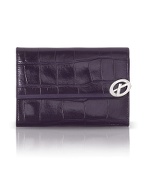 Renee - Croc Stamped Calfskin Flap ID Wallet