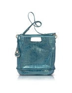 Francesco Biasia Sylvie - Blue Croco Stamped Leather Tote Bag