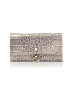 Francesco Biasia Sylvie - Taupe Croco Stamped Leather Flap Wallet