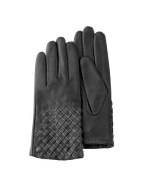 Francesco Biasia Womens Black Woven Leather Gloves