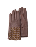 Francesco Biasia Womens Brandy Woven Leather Gloves