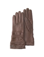 Francesco Biasia Womens Brown Ruffled Leather Gloves
