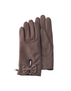 Francesco Biasia Womens Dark Brown Front Bow Leather Gloves