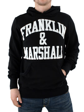 Franklin and Marshall Black Logo Hooded Sweat