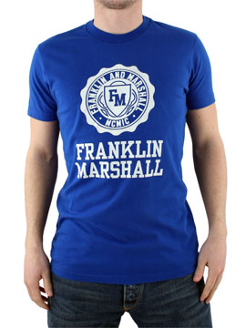 Franklin and Marshall Royal Blue Crack Print T-Shirt