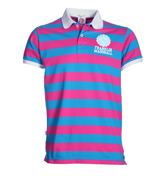 Franklin Marshall Franklin and Marshall Blue and Pink Stripe Polo