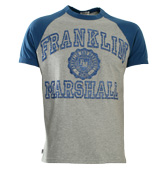 Franklin Marshall Franklin and Marshall Grey and Blue T-Shirt