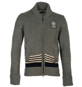 Franklin and Marshall Grey Full Zip Sweater