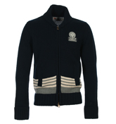 Franklin and Marshall Navy Full Zip Sweater