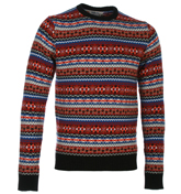 Franklin Marshall Franklin and Marshall Red Fair Isle Sweater