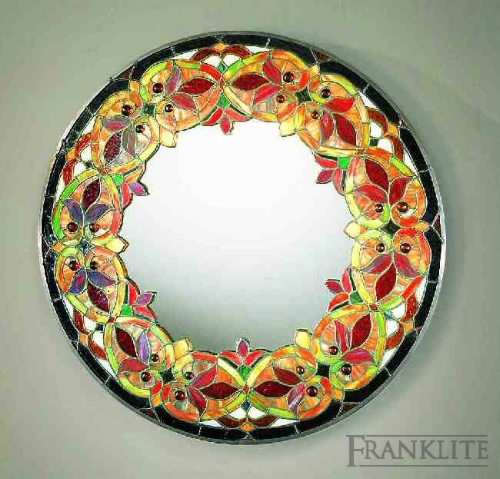 A circular mirror with our exclusive tiffany glass