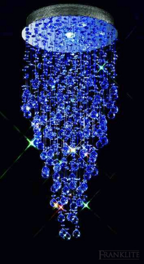 A Constellation crystal chandelier on chrome finish metalwork with colour changing LED`.